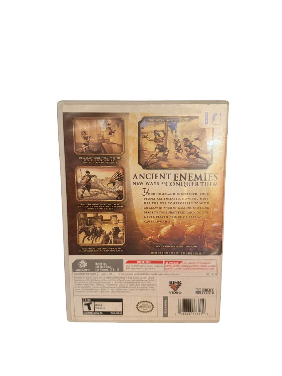 Prince of Persia Rival Swords Wii - Back Cover