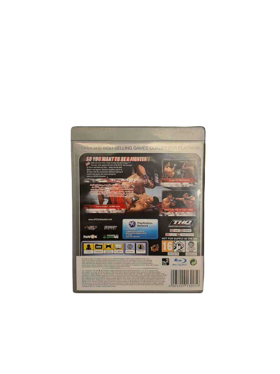 UFC Undisputed 2010 Platinum PS3 - Back Cover