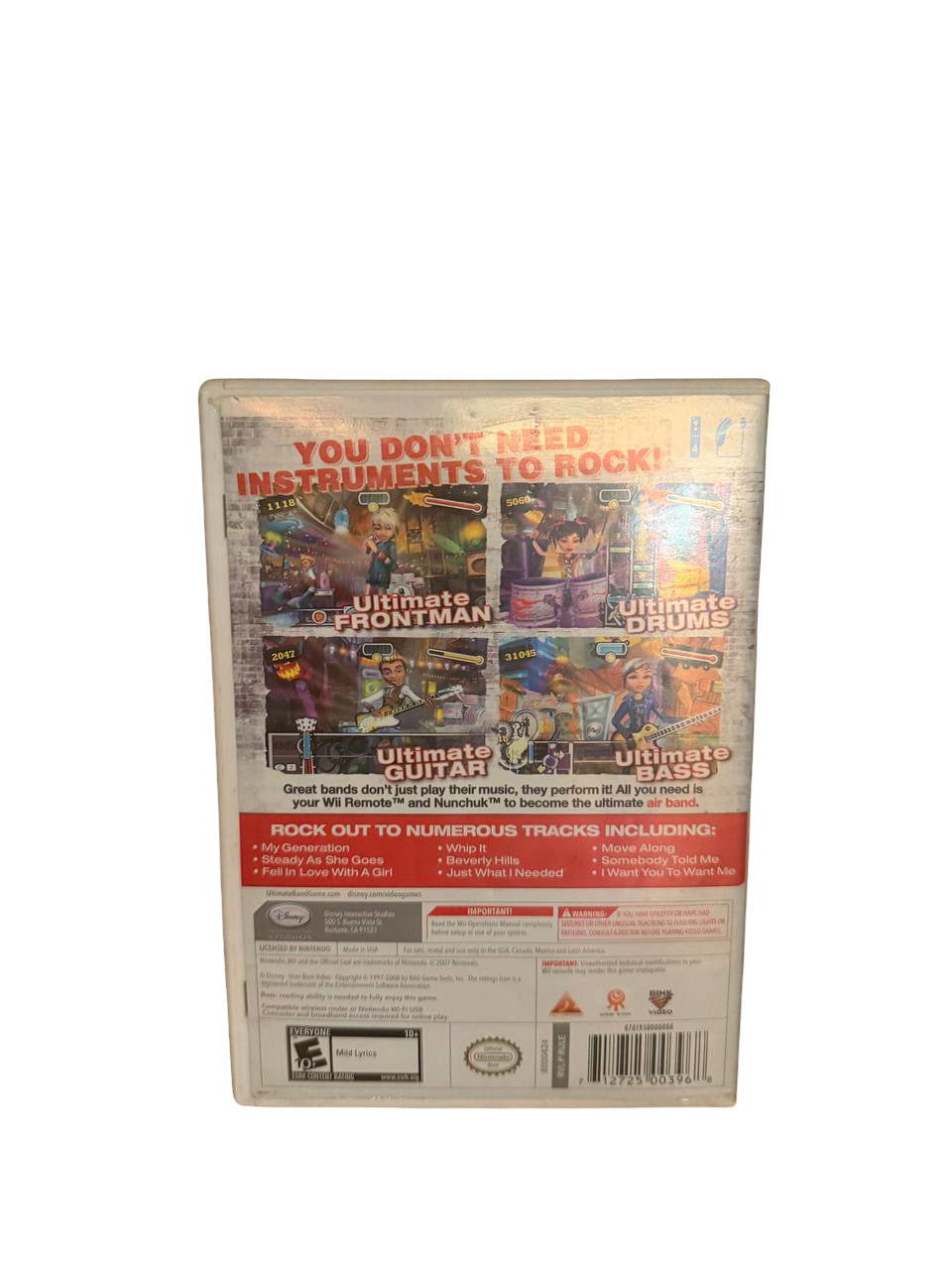 Disney Ultimate Band Wii - Back Cover