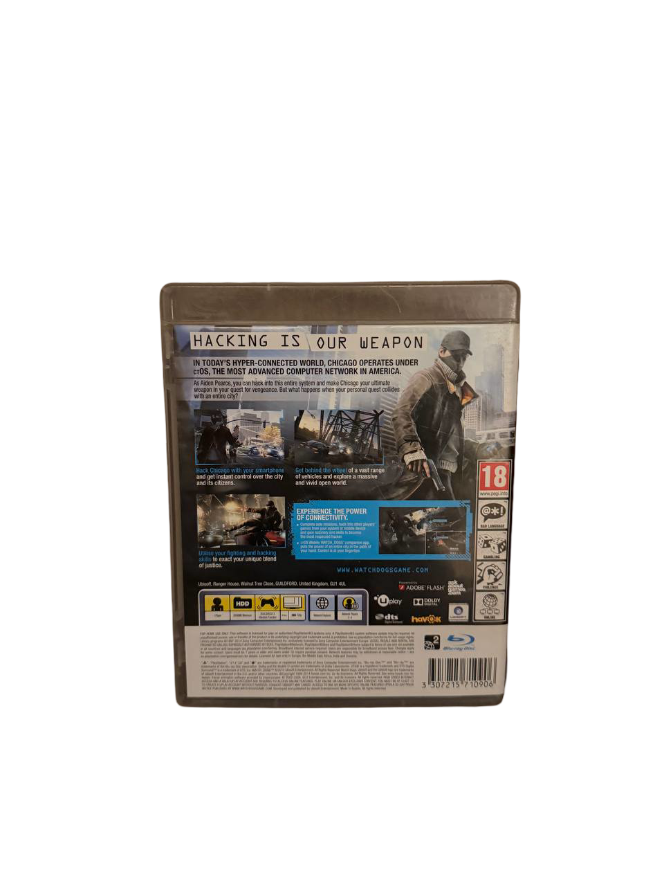 Watch Dogs PS3 - Back Cover