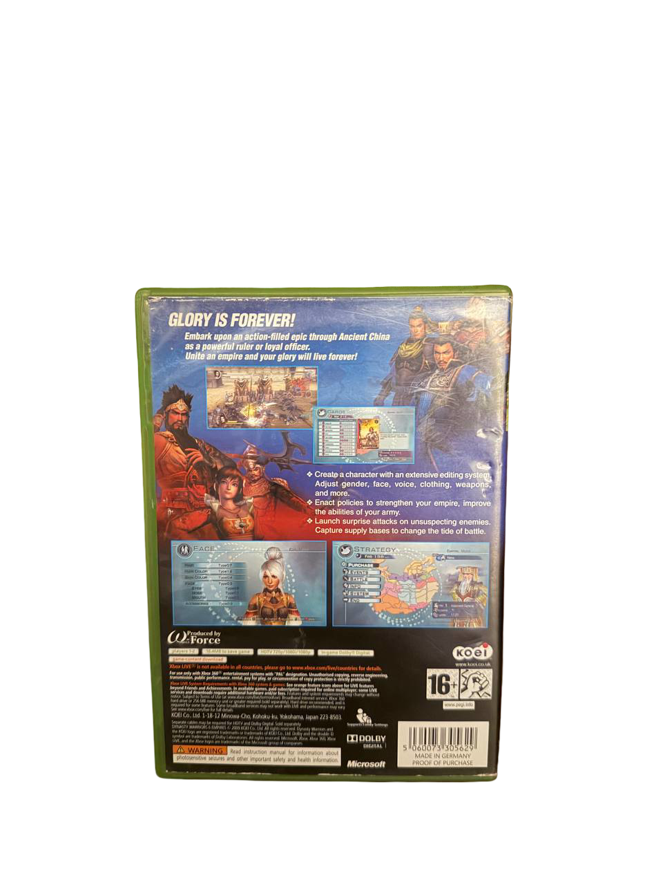 Dynasty Warriors 6 Empires Xbox 360 - Back Cover